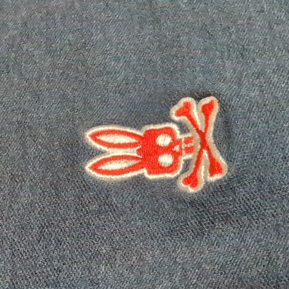 Psycho Bunny Ringer Polo Size 6 Large In Deep Blue With Red Stripes Pima Cotton - Picture 3 of 11